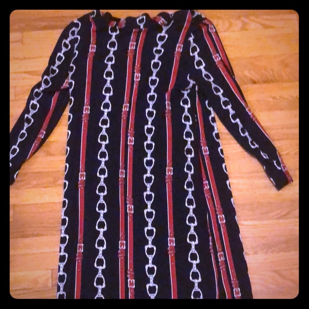 Red and blue printed dress